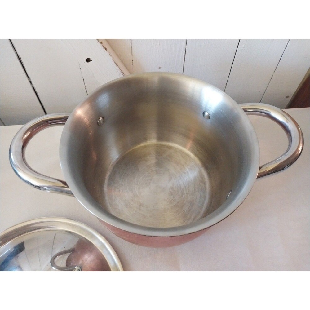 La Sera Cookware Copper Kettle/Pot Collection De Luxe Copper Triply w/Lid - Picture 4 of 15